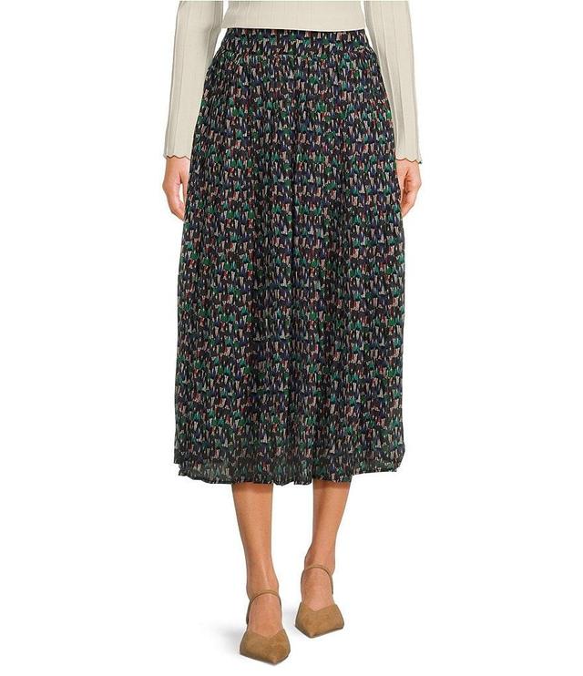 En Saison Alicia Chiffon Novelty Print Pleated Midi Skirt Product Image