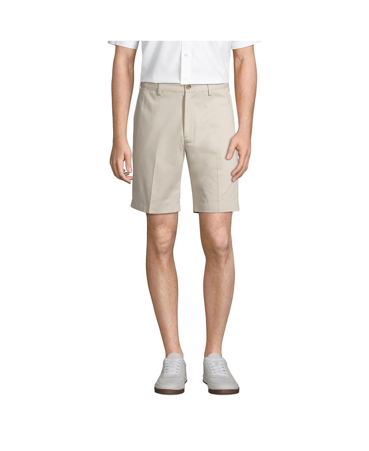 Big & Tall Lands End Comfort Waist 9-inch No-Iron Chino Shorts, Mens Light Grey Product Image