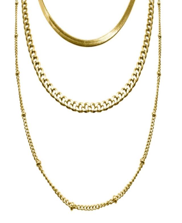 Adornia 18-21 Adjustable Plated Triple Layered Chain Necklace Product Image