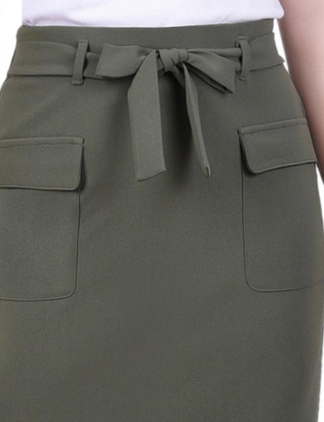 Slim Belted Scuba Crepe Skirt - Petite Product Image