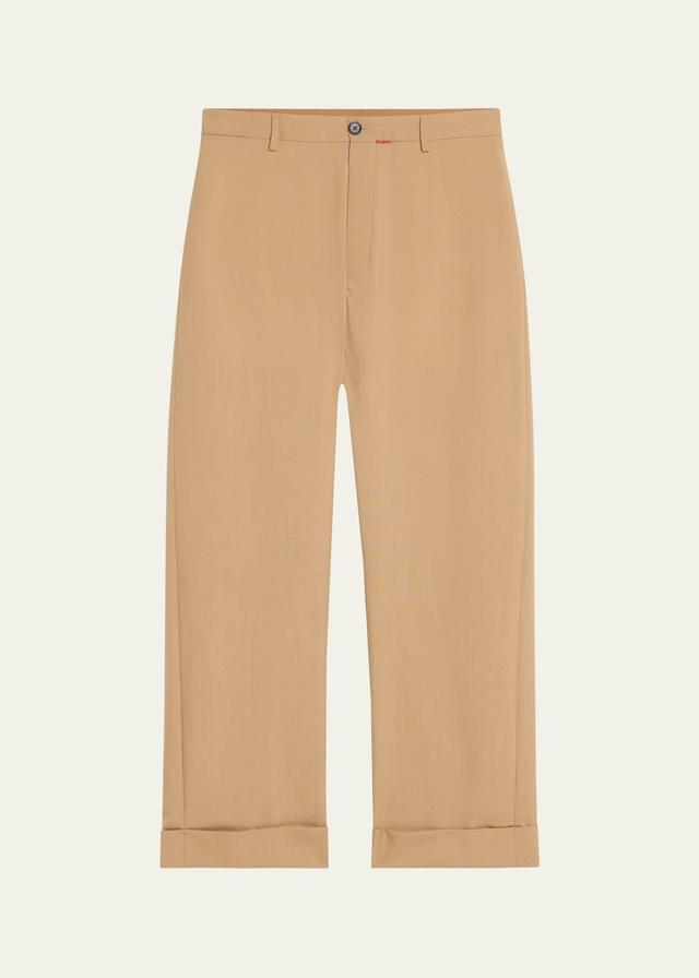 Mens Tropical Wool Wide-Leg Pants Product Image