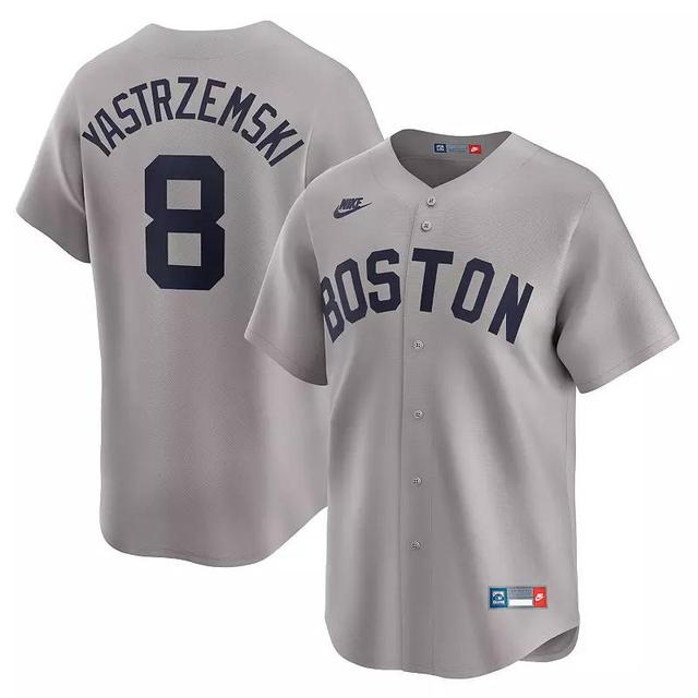 Nike Mens Carl Yastrzemski Gray Boston Red Sox Throwback Cooperstown Collection Limited Jersey - Gray Product Image