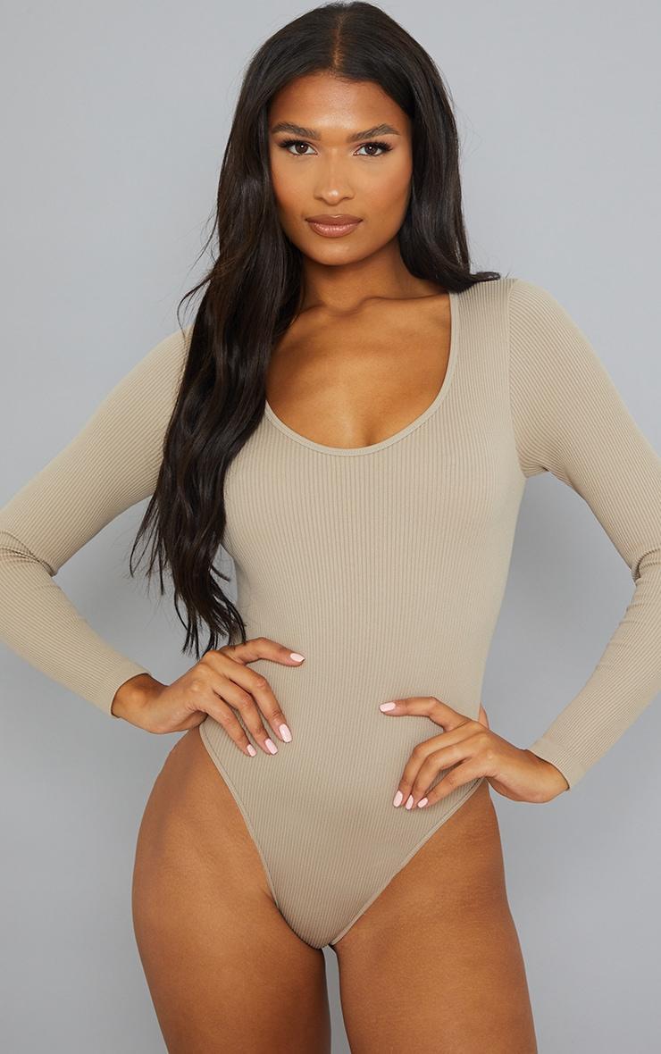 Stone Snatched Rib Scoop Neck Bodysuit Product Image