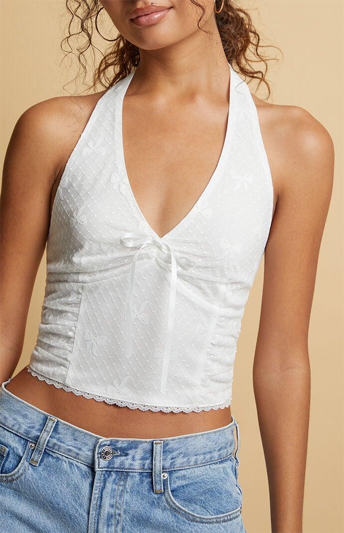 Beverly and Beck Women's Aimee Bow Lace Halter Top Product Image