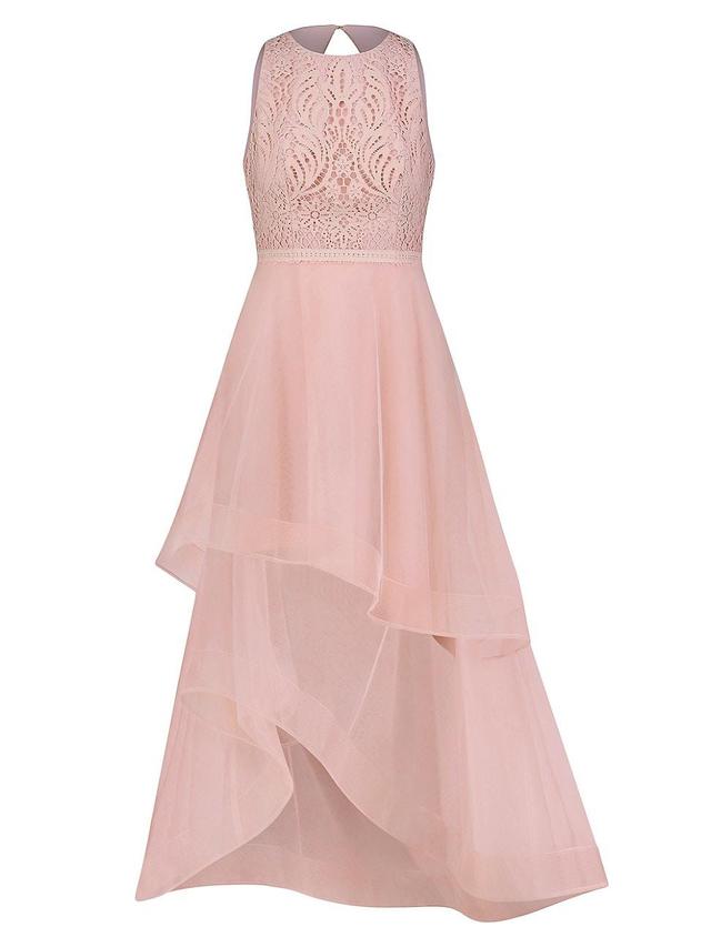 Womens Lace Tiered Tulle Gown Product Image