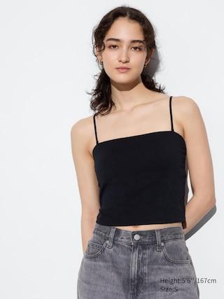 Womens Airism Cropped Bra Tube Top Black Small UNIQLO US Product Image