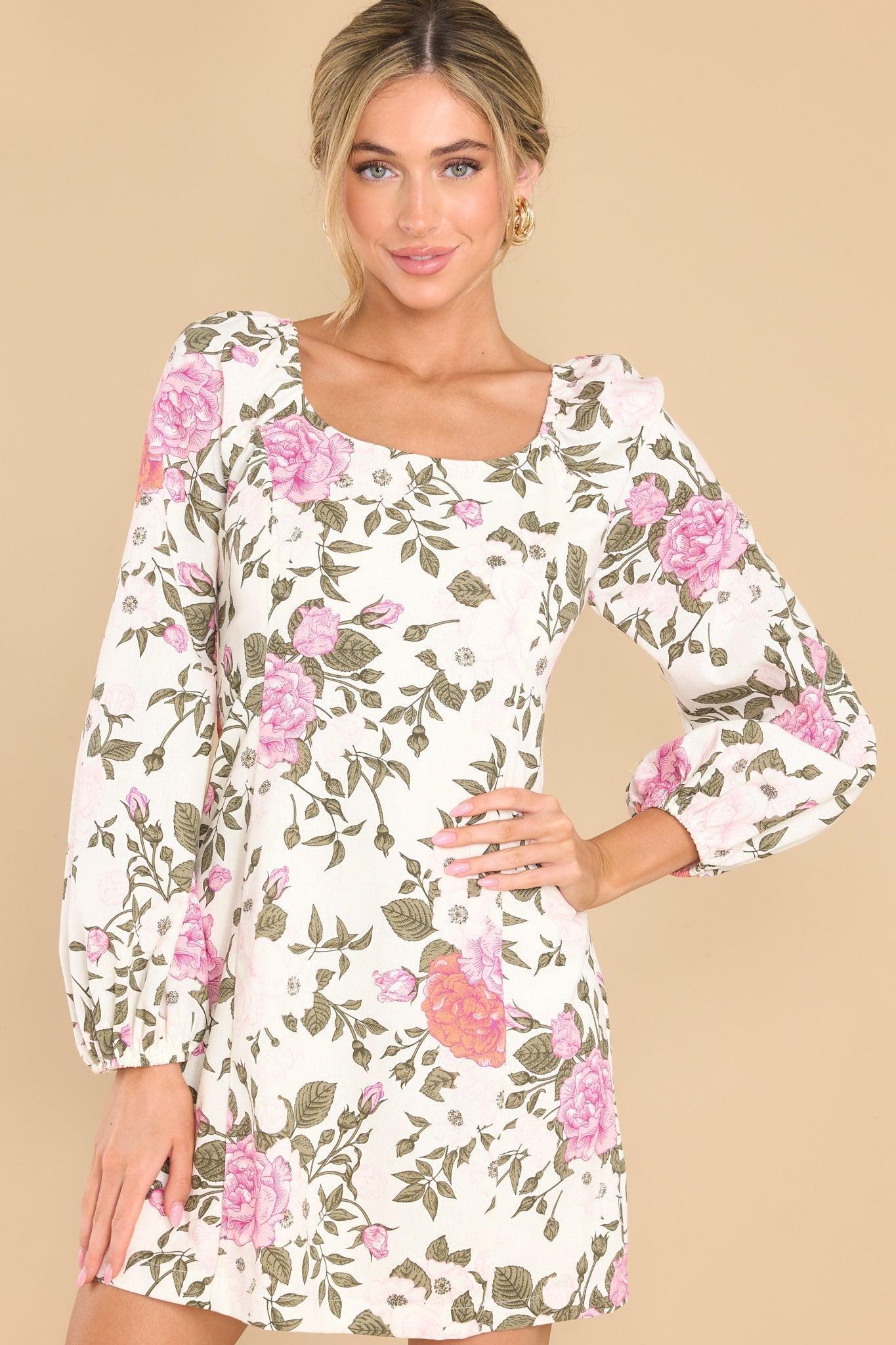 Aura A Fine Day Ivory Floral Dress Product Image