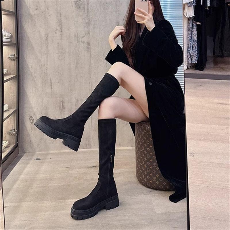 Faux Leather Platform Tall Boots product image