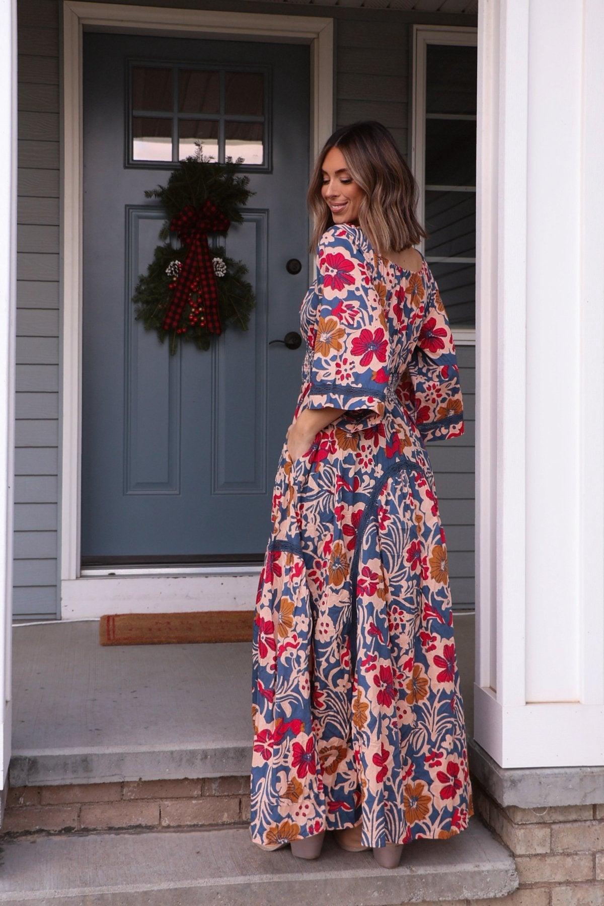 Free People Navy Multi Print Dixie Maxi Dress Product Image