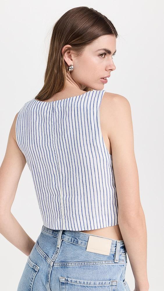 Madewell Scoopneck Crop Tank in Stripe 100% Linen | Shopbop Product Image