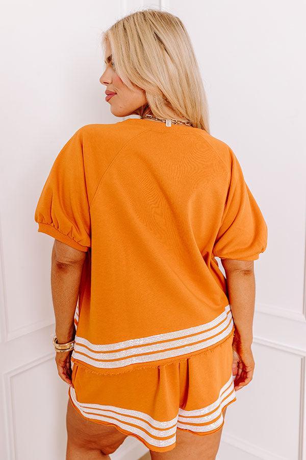 Sideline Social Embroidered Top in Rust Curves Product Image