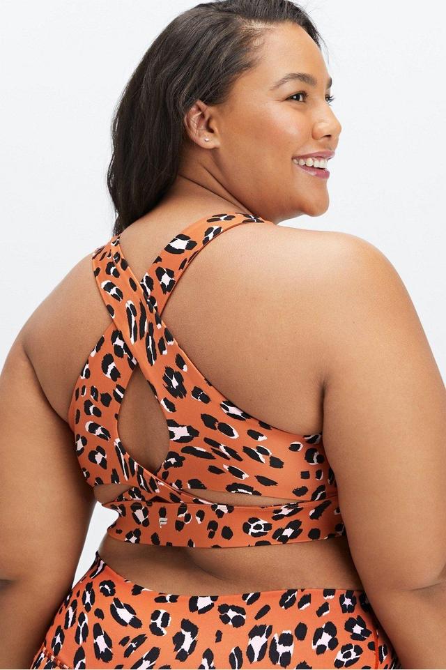 Fabletics No-Bounce Sports Bra Womens Burnt Ochre Wavy Leo plus Size 3X Product Image