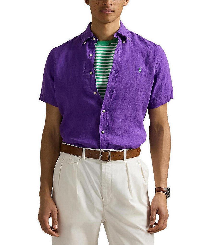 Polo Ralph Lauren Solid Linen Short Sleeve Woven Shirt Product Image