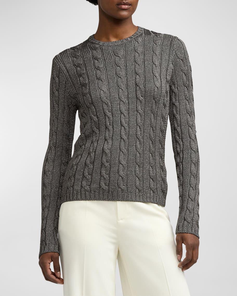 Cashmere High-Shine Cable-Knit Sweater Product Image