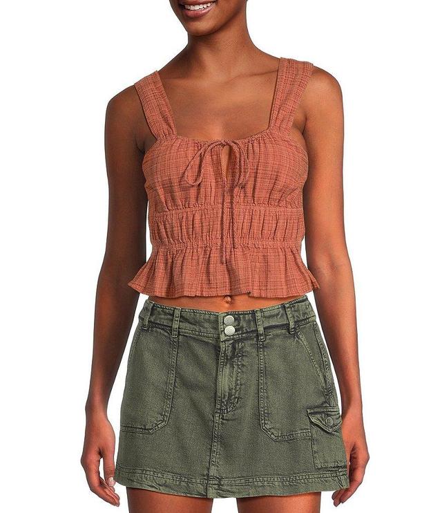 Roxy Sunset Tie Front Elastic Waist Crop Tank Top Product Image