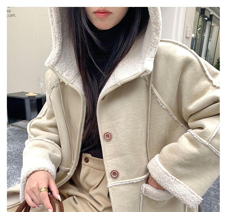 Fleece Lined Hooded Button-Up Jacket Product Image