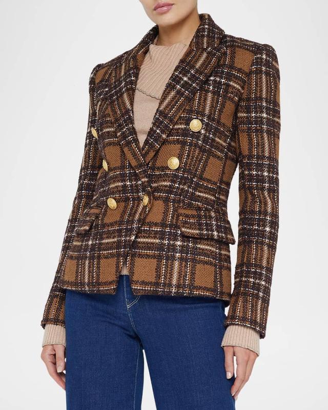 Kenzie Plaid Tweed Double-Breasted Blazer Product Image