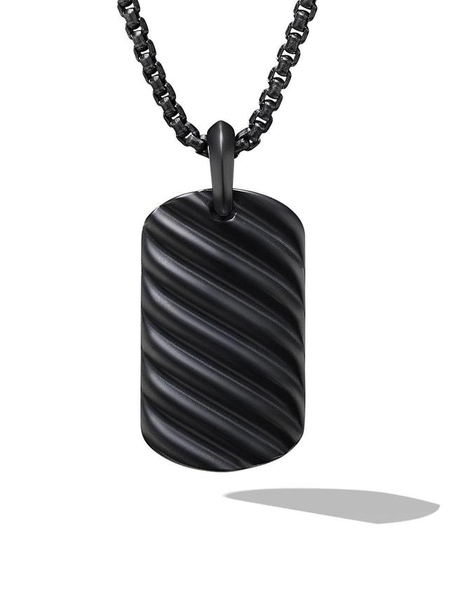 Mens Sculpted Cable Tag Pendant in Black Titanium, 35mm Product Image