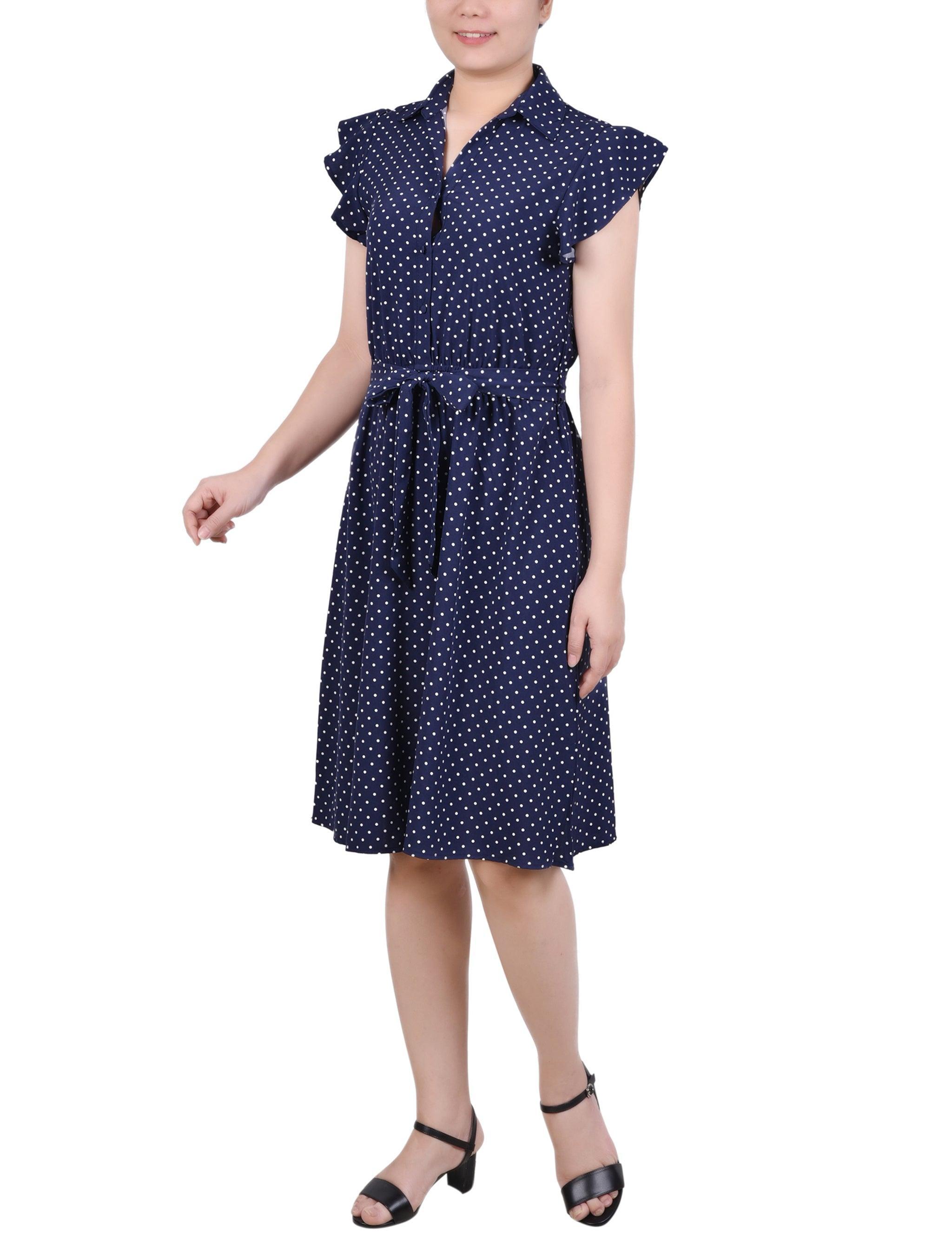 Flutter Sleeve Belted Dress - Petite Product Image