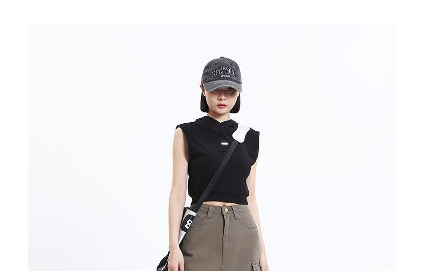 High Rise Slit Midi A-Line Denim Cargo Skirt Product Image