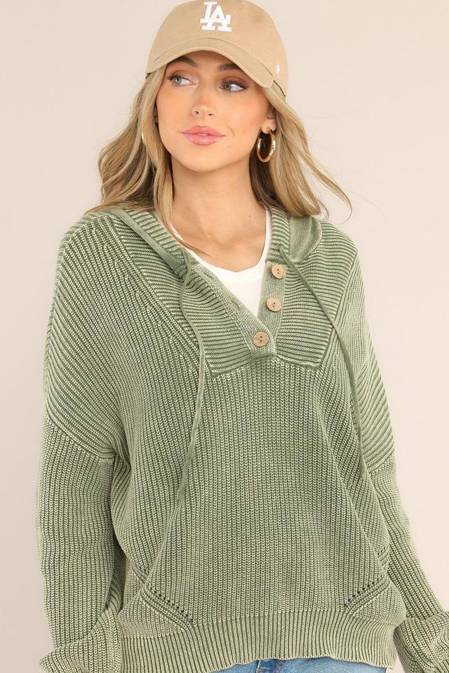 The Chill Olive Green Knitted Pullover Product Image