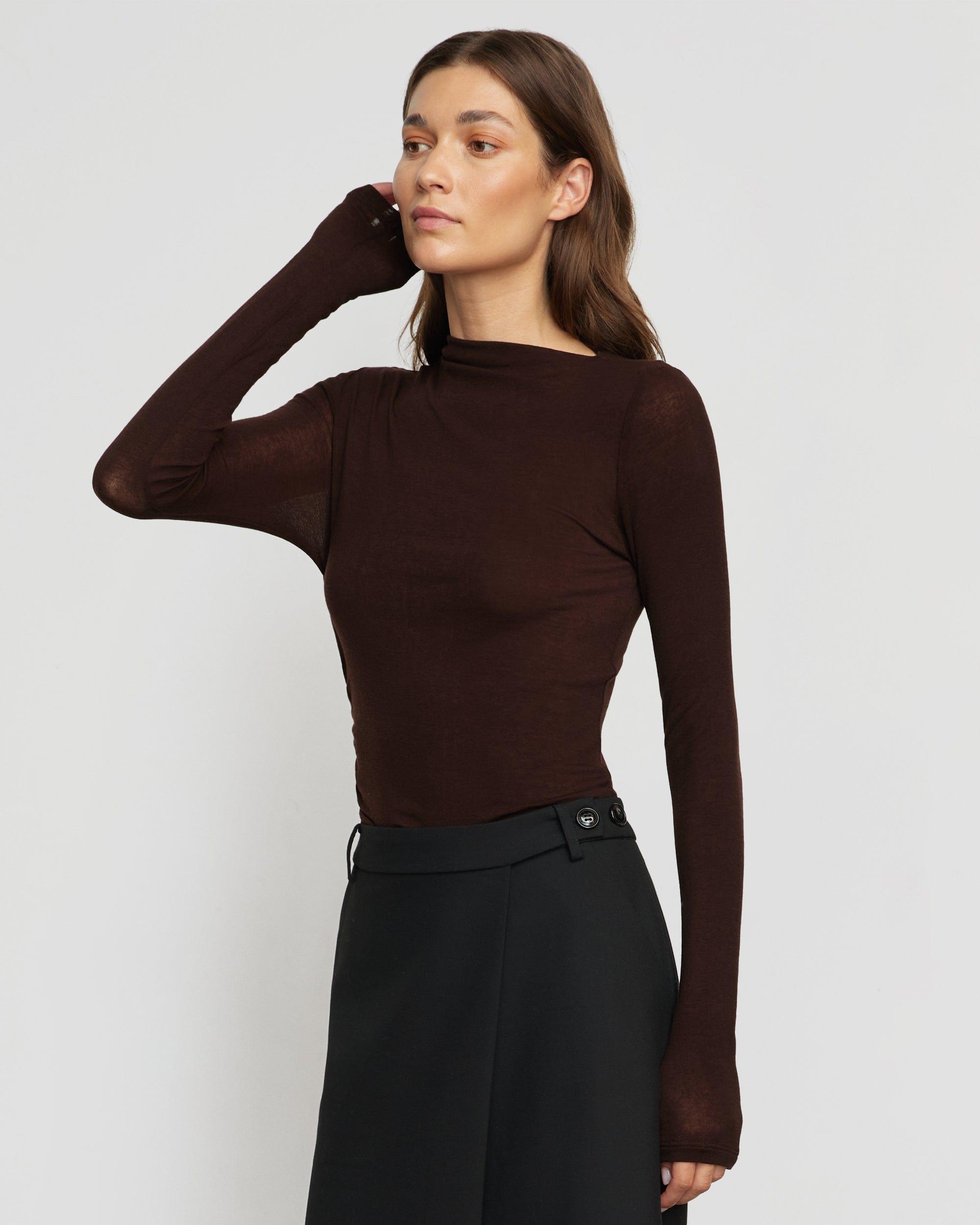 Vittoria Asymmetric-Neck Semi-Sheer Ruched Tee Product Image