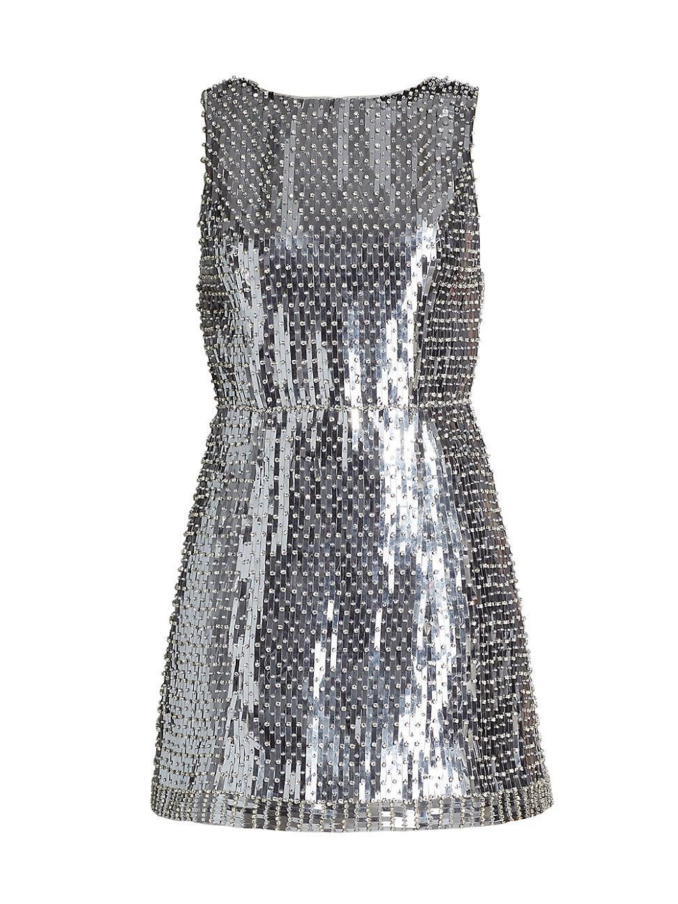 Womens Lindsey Embellished Metallic Minidress Product Image