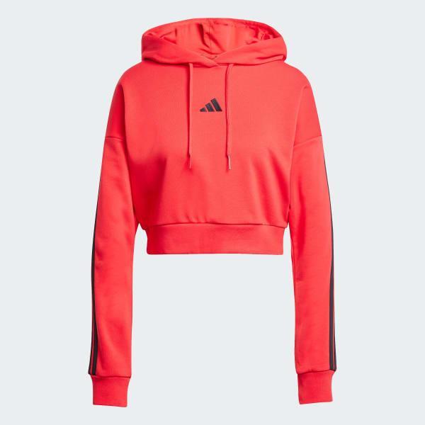 Essentials 3-Stripes French Terry Crop Hoodie Product Image