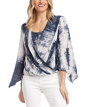 Karen Kane Printed Flare Sleeve Draped Top Product Image