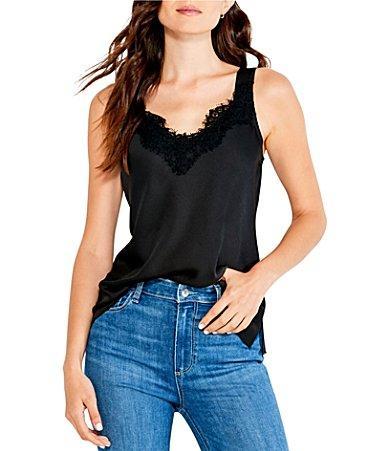 NIC  ZOE Woven V-Neck Sleeveless Lace Cami Tank Product Image