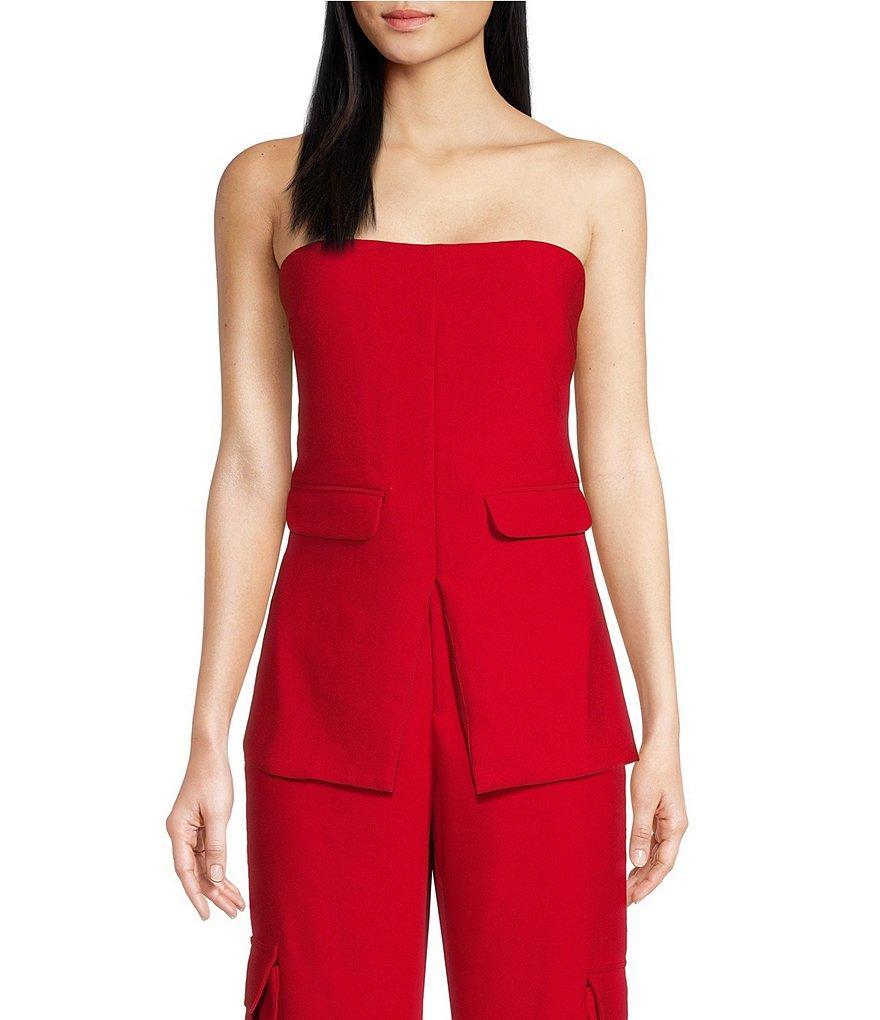 Le' AL.X Woven Crepe Straight Neck Sleeveless Cargo Suit Coordinating Top Product Image