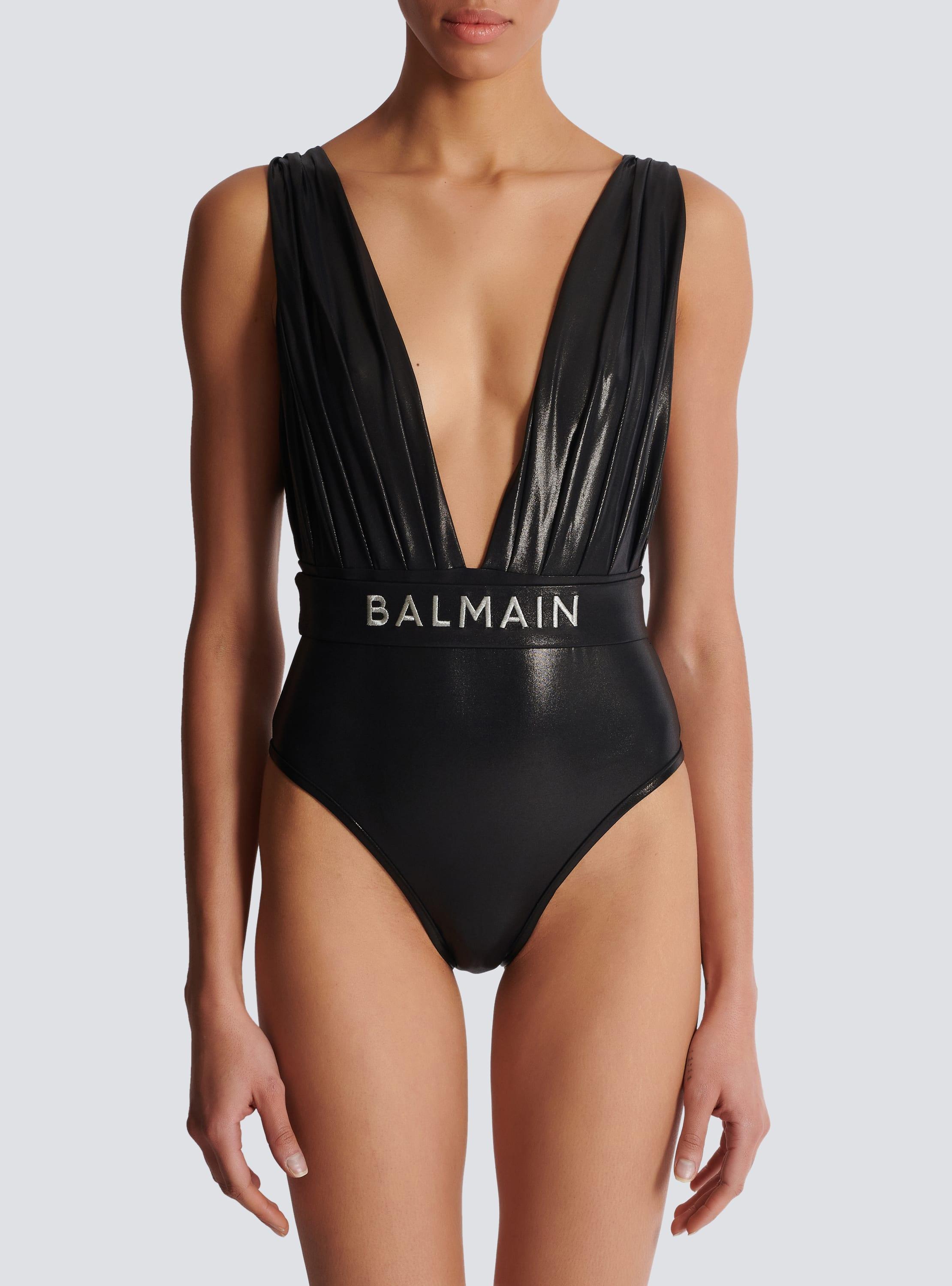 Draped one-piece swimsuit with belt Product Image