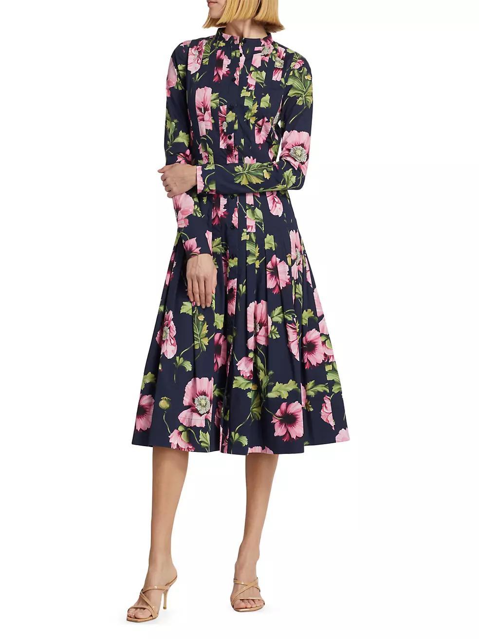 Poppies Stretch-Cotton Poplin Shirtdress Product Image