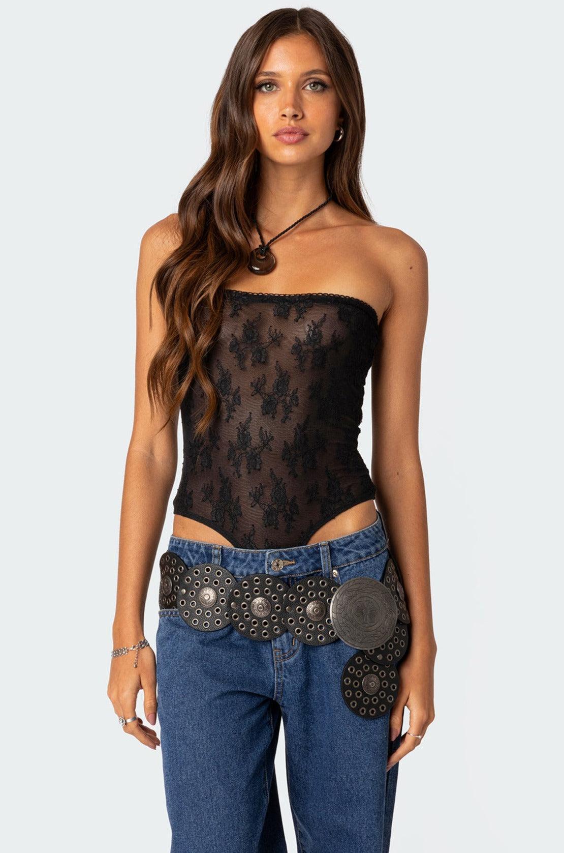 Alina Sheer Lace Bodysuit Product Image