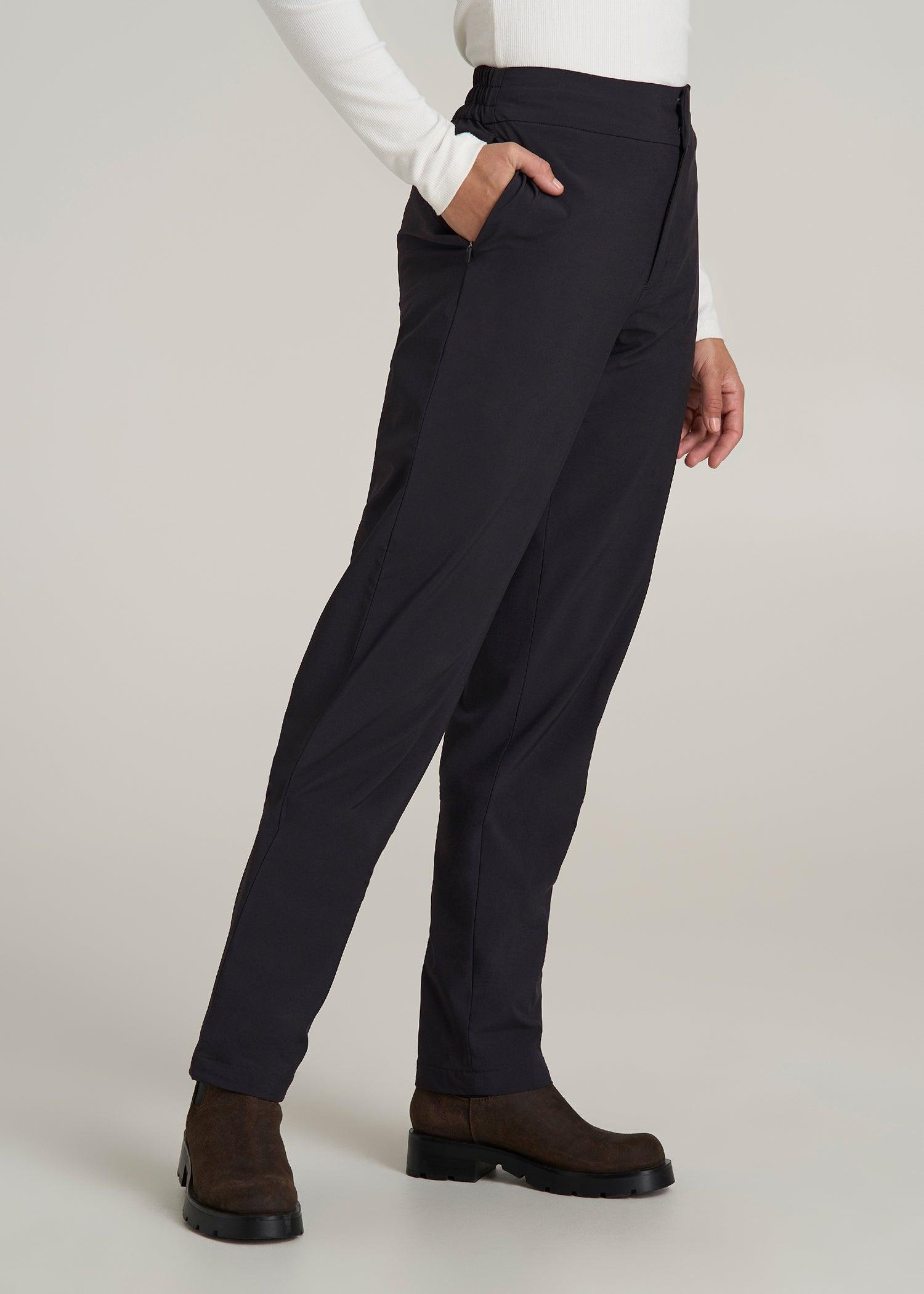 Pull On Fleece Lined Trouser Pants for Tall Women in Black Product Image