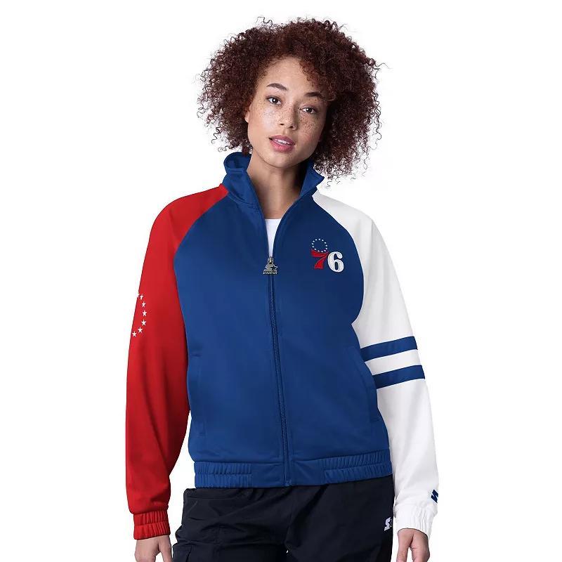 Womens Starter Royal Philadelphia 76ers Line Up Dolman Raglan Full-Zip Track Jacket Product Image