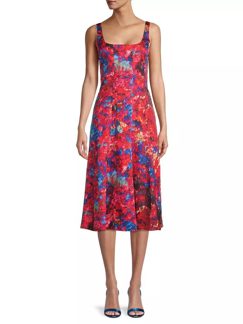 City Garden Floral Godet Midi-Dress Product Image