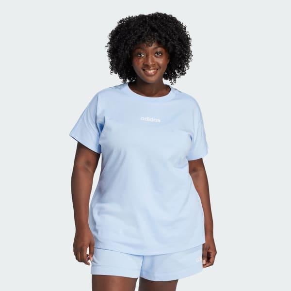 adidas Essentials Linear Cotton Tee (Plus Size) Glow Blue 1X Womens Product Image