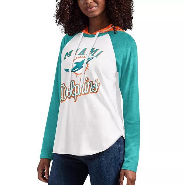 Womens G-III 4Her by Carl Banks Miami Dolphins MVP Raglan Hooded Long Sleeve T-Shirt Product Image