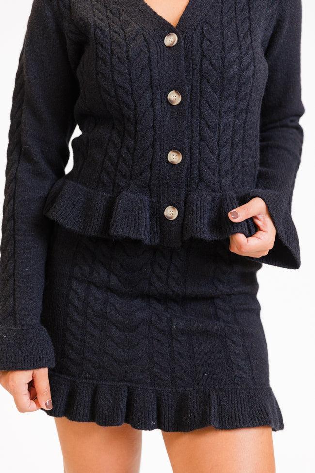 Glistening In The Snow Black Cable Knit Cardigan Set FINAL SALE product image