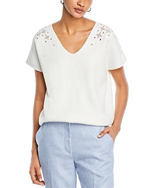 T Tahari Floral Eyelet Extended Sleeve Top Product Image