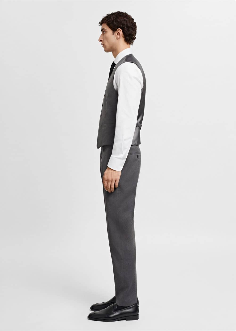 Mango Mens Slim-Fit Suit Vest - Gray Product Image