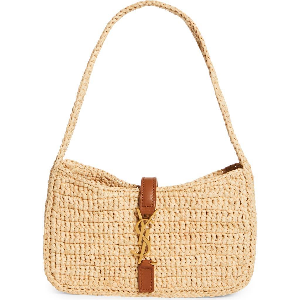 SAINT LAURENT Le 5 A 7 Mini Ysl Shoulder Bag In Raffia In Beige O Tan Product Image