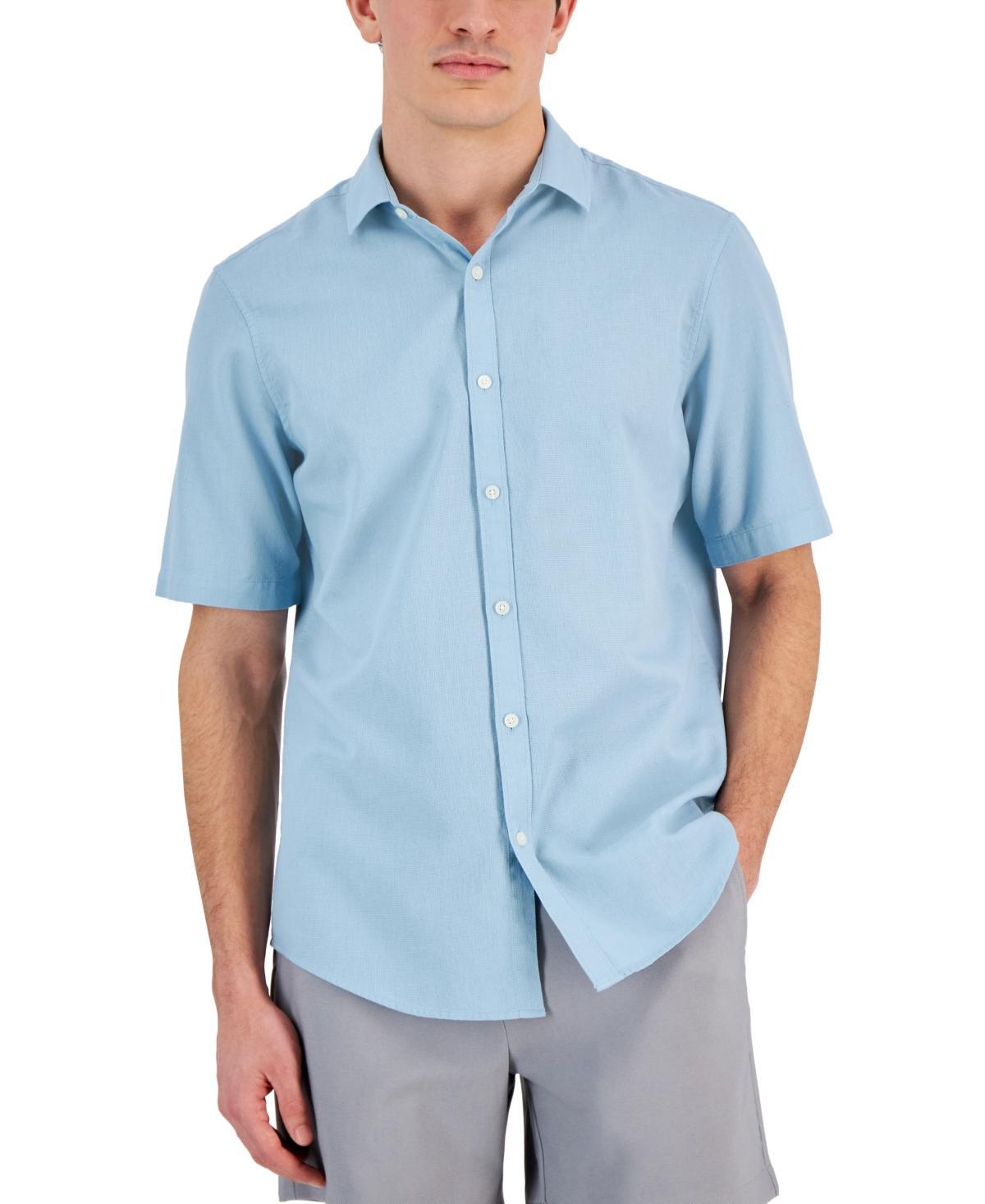 Alfani Mens Short-Sleeve Solid Textured Shirt, Created for Macys Product Image