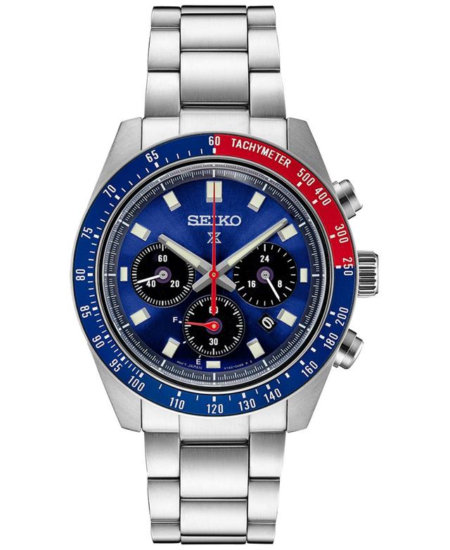 Seiko Mens Chronograph Solar Prospex Speedtimer Stainless Steel Bracelet Watch 42mm Product Image