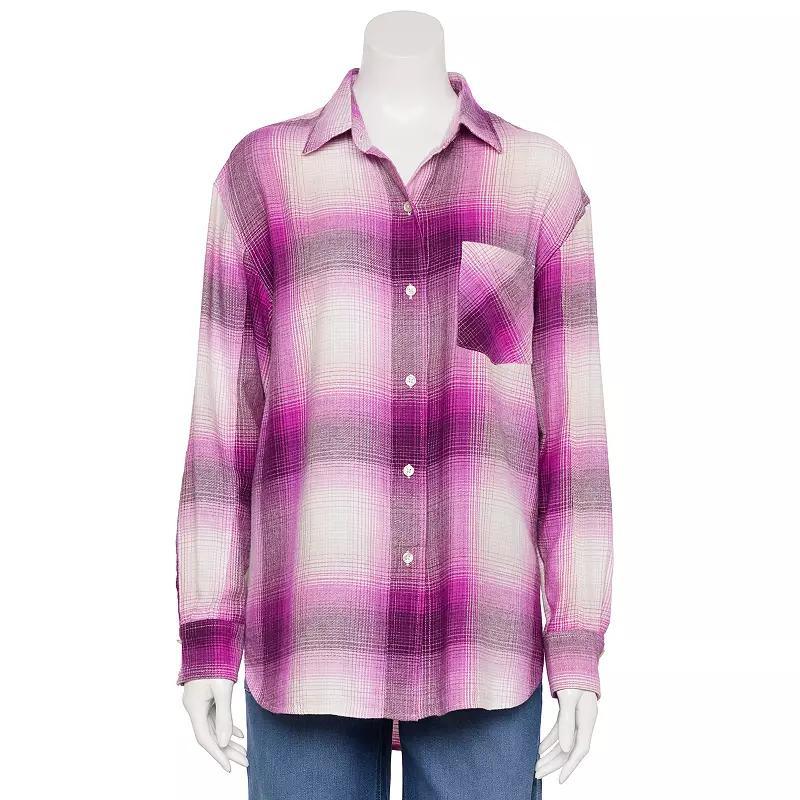 Womens Sonoma Goods For Life Oversized Boyfriend Flannel Product Image