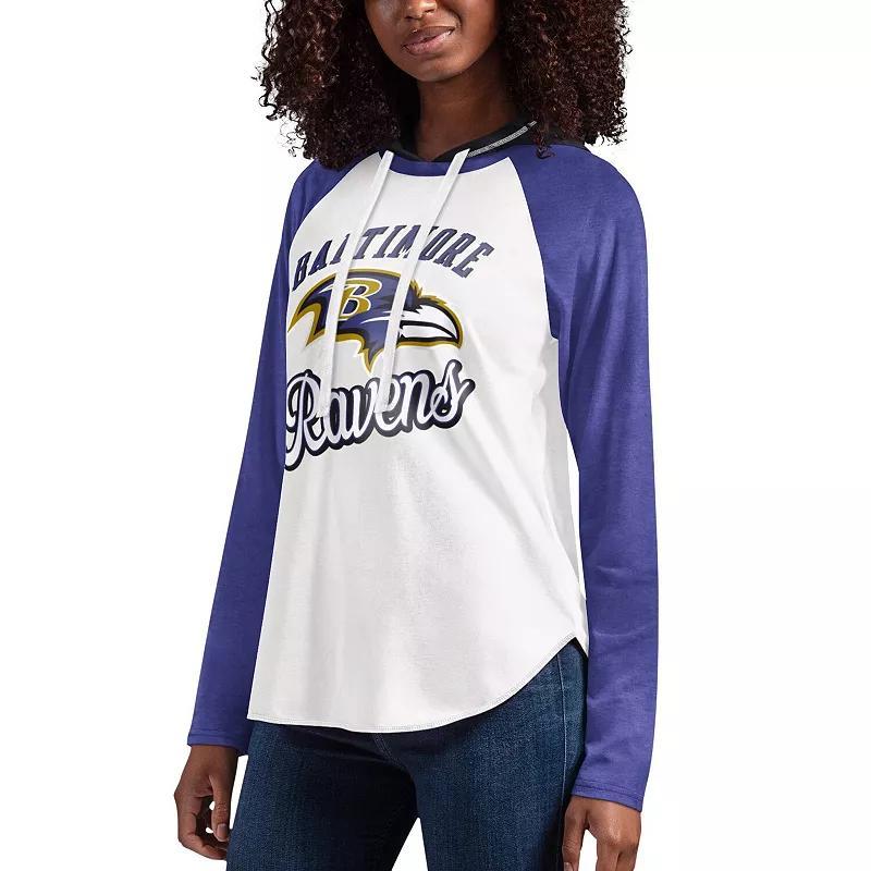 Womens G-III 4Her by Carl Banks White Baltimore Ravens MVP Raglan Hooded Long Sleeve T-Shirt Product Image