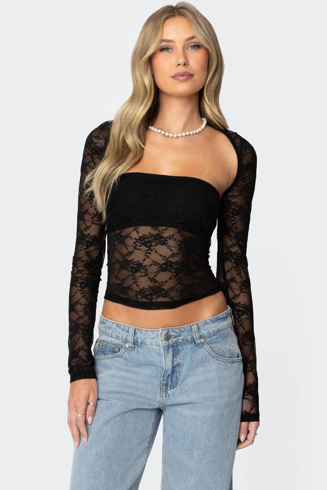 Addison Sheer Lace Two Piece Top Product Image