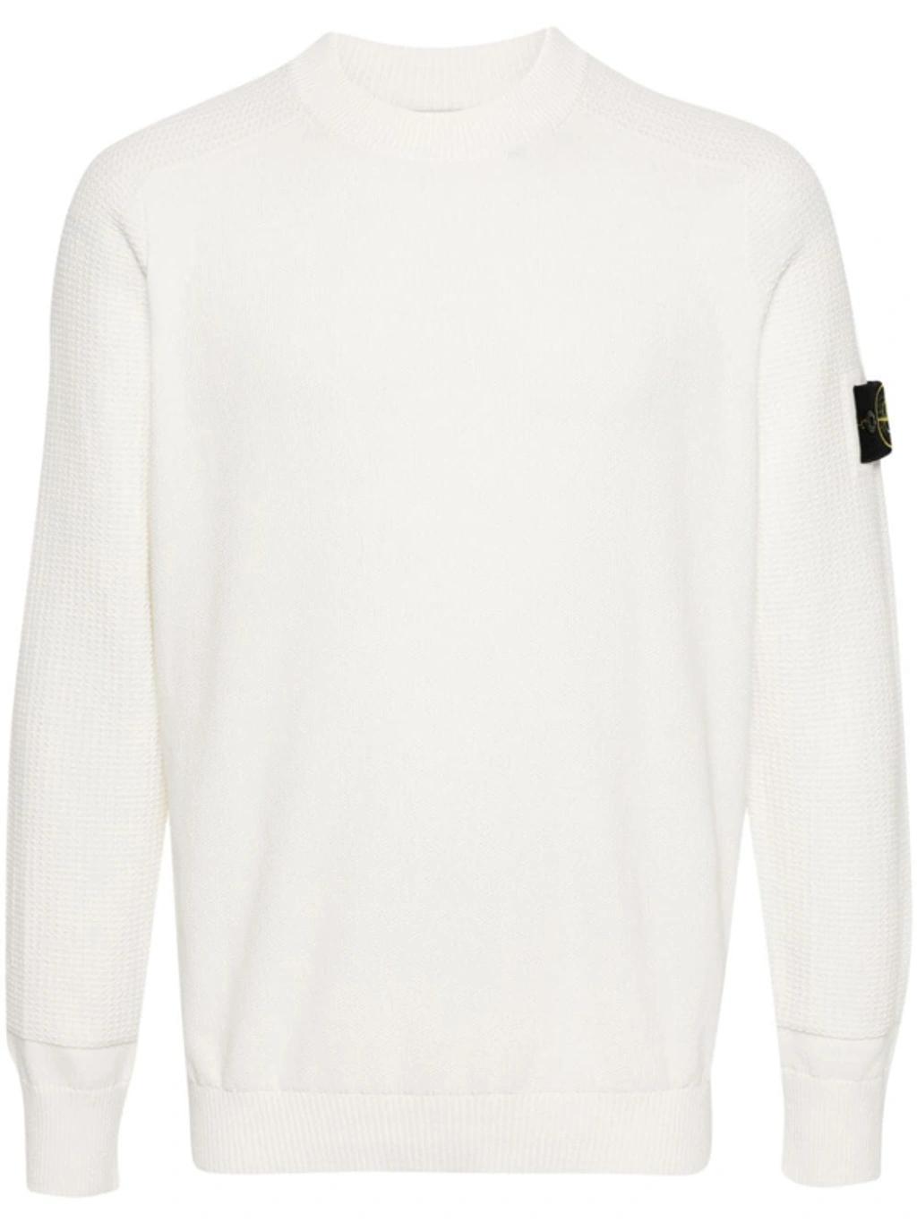 STONE ISLAND Round Neck Sweater Clothing In White Product Image