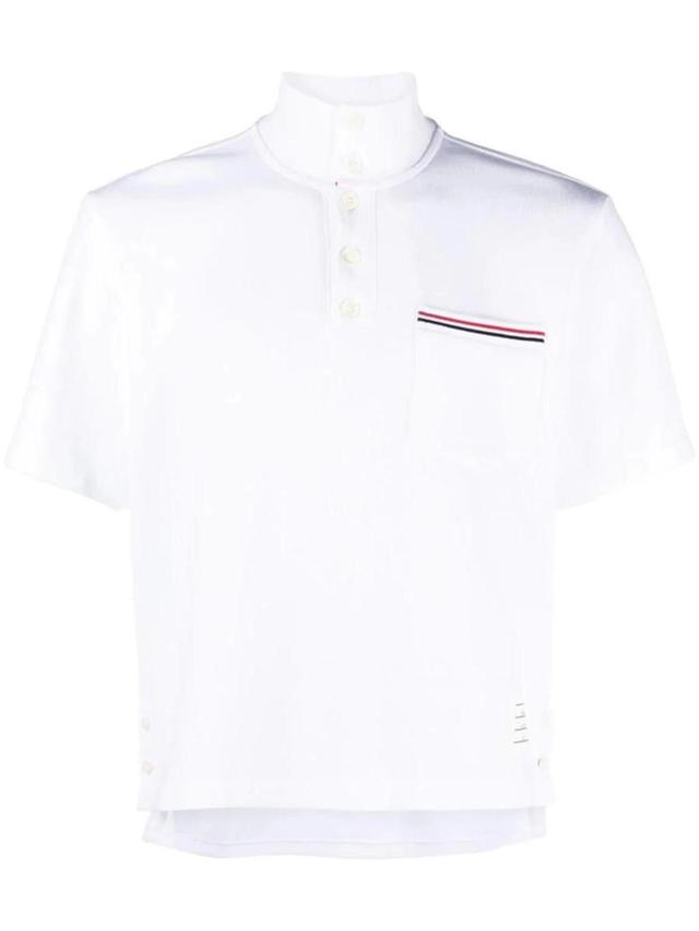 Rwb-stripe Cotton Polo Shirt In White Product Image